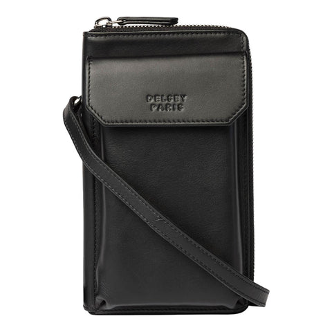 MINI BOLSO CRUZADO DE CUERO CON CREMALLERA HORIZONTAL 19 cm. LE CUIR