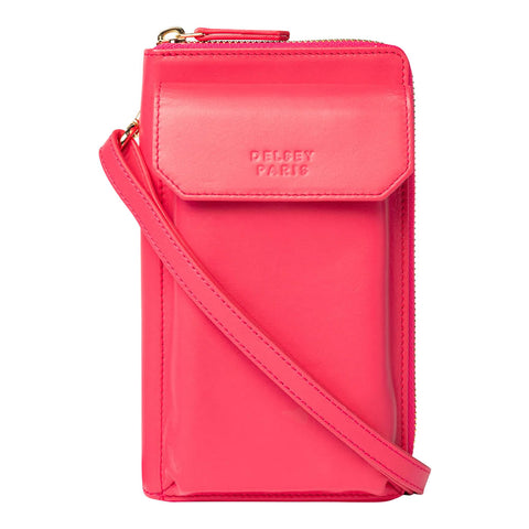 MINI BOLSO CRUZADO DE CUERO CON CREMALLERA HORIZONTAL 19 cm. LE CUIR