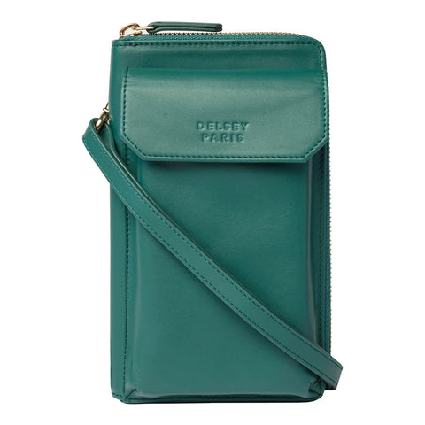 MINI BOLSO CRUZADO DE CUERO CON CREMALLERA HORIZONTAL 19 cm. LE CUIR